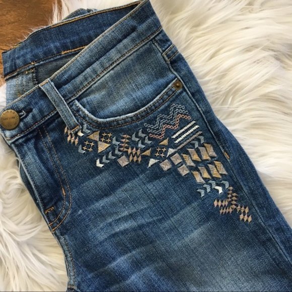 Current/Elliott Embroidered Rolled Jeans - Picture 6 of 6
